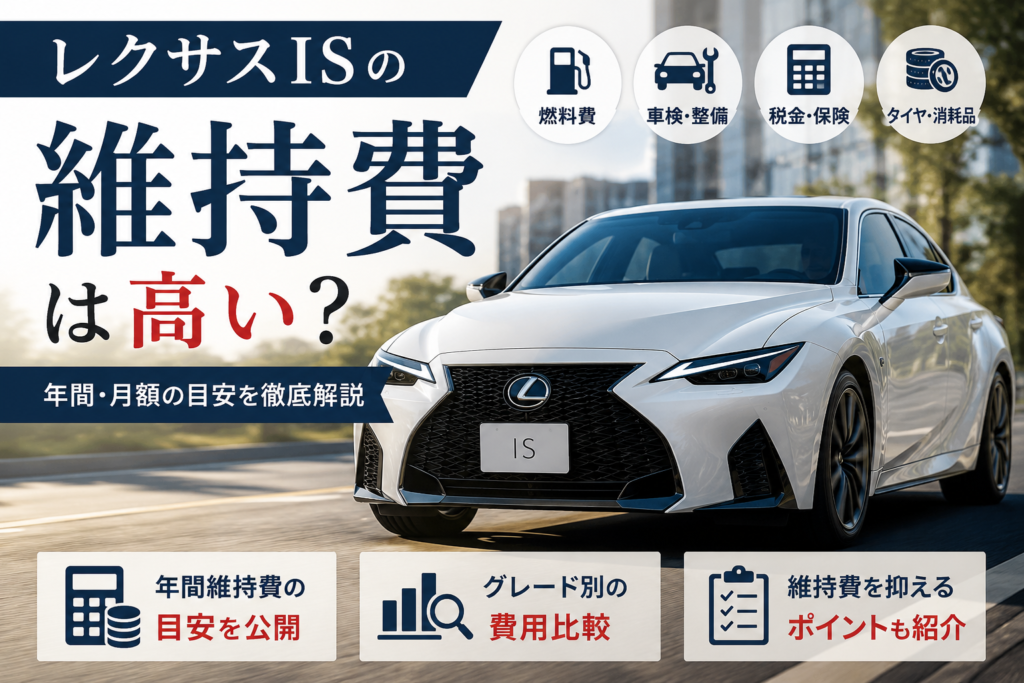 レクサスISの維持費はいくら？年間費用と内訳を解説